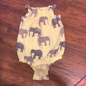 Tea Collection Bright Yellow/Green Elephant Print Romper